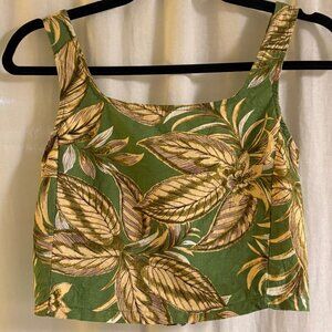 Panama Jack Linen Blend Tropical Smocked Crop Top – XS
